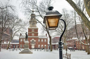 Winter Scene Independence Park Philadelphia Wallpaper