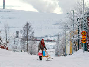 Winter Shoppingin Kiruna Sweden Wallpaper