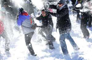 Winter Snowball Fight Action.jpg Wallpaper