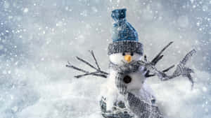 Winter Snowman Sparkling Snowfall.jpg Wallpaper