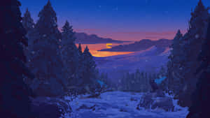 Winter Sunset For Laptop Wallpaper