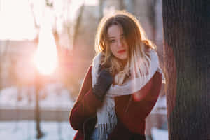 Winter Sunshine Girl Aesthetic Wallpaper