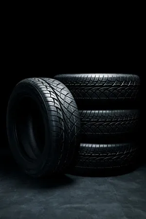 Winter Tires Stacked On Snowy Ground Wallpaper