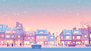 Winter_ Twilight_ Townscape Wallpaper