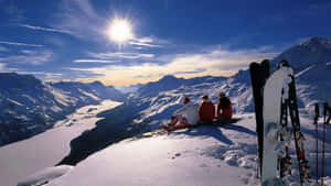 Winter Wonderland: Exciting Ski Adventure In Snowy Mountains Wallpaper