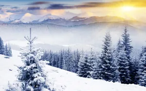 Winter Wonderland: Striking Winter Art Scene Wallpaper