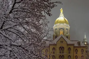 Wintry University Of Notre Dame Golden Dome Wallpaper