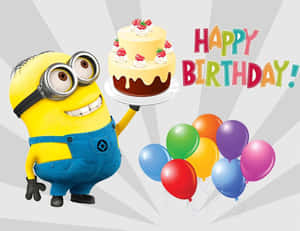 Wish Your Beloved Ones A Happy Minion Birthday Wallpaper