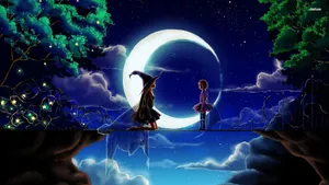 Witch And Girl Magical Wallpaper