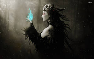 Witch With Black Feathers Wallpaper