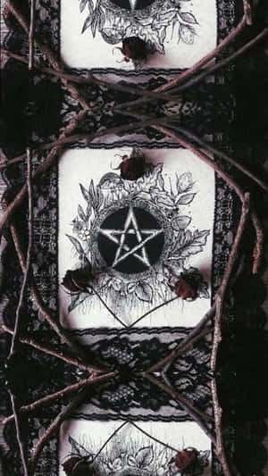 Witchcraft_ Pentagram_ Roses_ Lace Wallpaper