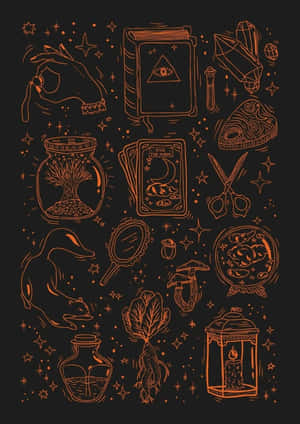 Witchcraft_ Symbols_and_ Tools_ Vector_ Illustration Wallpaper