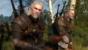 Witcher Geraltand Companionin Forest Wallpaper