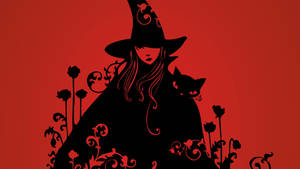 Witchy Flower And Cat Wallpaper