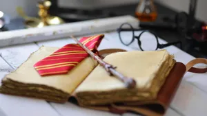 Wizard School Spellbookand Wand Wallpaper