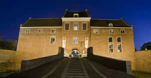 Woerden Castle Nighttime View Wallpaper
