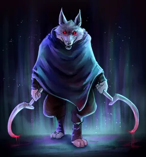 Wolf Big Bad Dual Sickles Fantasy Art Wallpaper