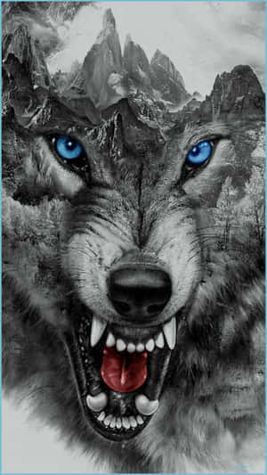 Wolf Iphone Fierce Blue Eyes Growling Wallpaper