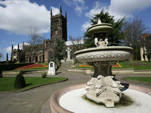 Wolverhampton St Peters Churchand Fountain Wallpaper