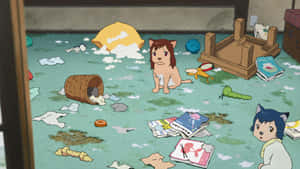 Wolves Living And Playing Together In The Forest. Wallpaper