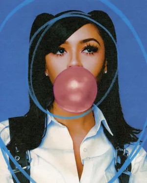 Woman Blowing Bubblegum Wallpaper