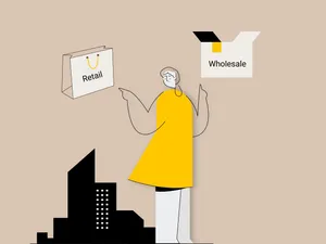 Woman Choosing Between Wholesale And Retail Wallpaper