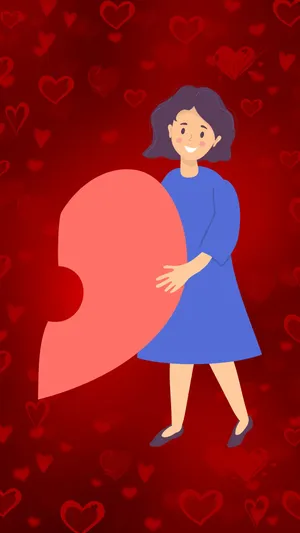 Woman Holding Half Heart Wallpaper