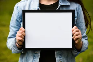 Woman Holding Photo Frame Wallpaper