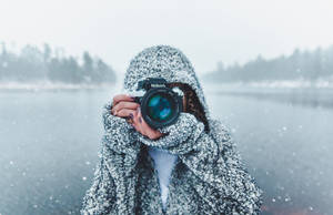 Woman In Freezing Temperature Wallpaper