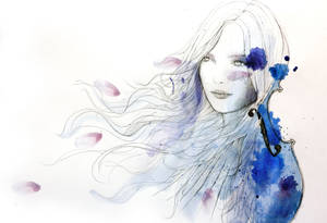 Woman In Watercolor Drawing Wallpaper