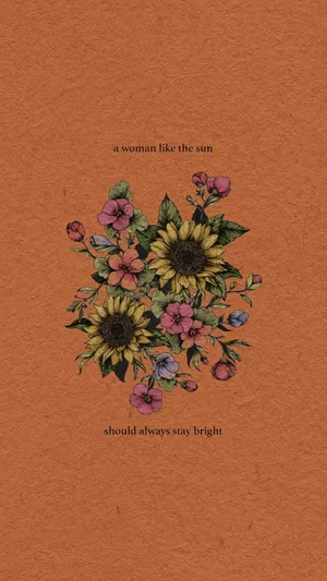 Woman Like The Sun Bright Floral Aesthetic Wallpaper