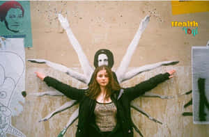 Woman Mimicking Mural Art Wallpaper