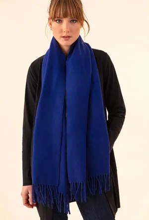 Woman Modeling Navy Blue Scarf Wallpaper