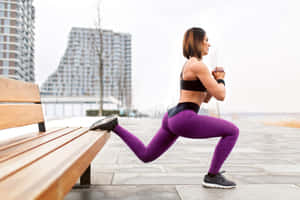 Woman Performing A Unilateral Exercise On The Roof Top Wallpaper