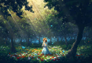 Woman Praying On The Forest Digital Art Wallpaper