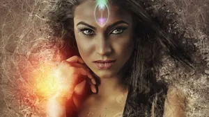 Woman Spiritual Fire Power Wallpaper