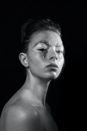 Woman With A Theater Makeup Black And White Portrait Wallpaper