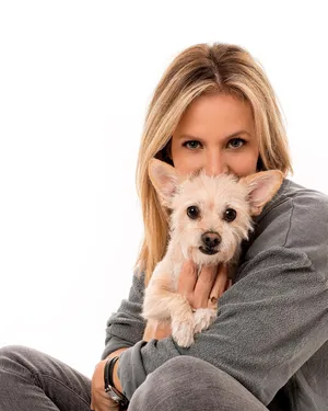 Womanand Dog Portrait Wallpaper