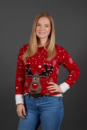 Womanin Christmas Sweater Wallpaper