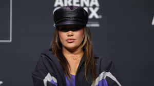 Womanin Leather Capand Track Jacket Wallpaper