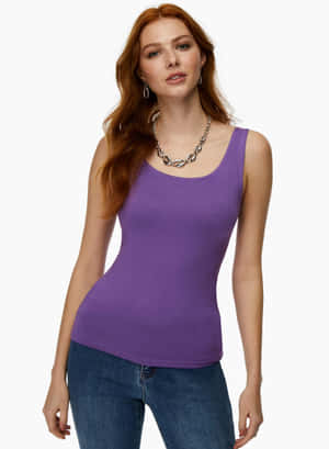 Womanin Purple Tank Top Wallpaper