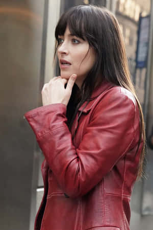 Womanin Red Leather Jacket Wallpaper