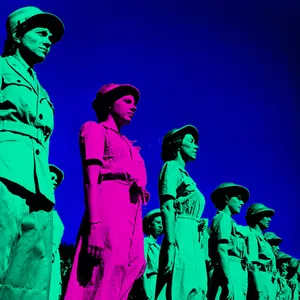 Womenin Uniform Blue Hue Wallpaper