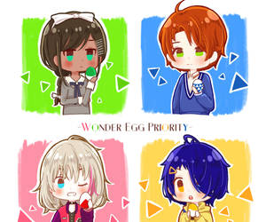 Wonder Egg Priority Chibi Artwork Collage Wallpaper