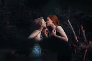 Wonderful Kiss Of Mujeres Lesbianas Wallpaper