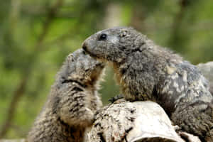 Woodchuck On Log Wallpaper