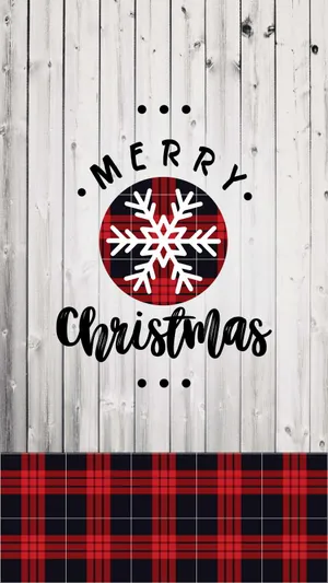 Wooden Plaid Merry Christmas Iphone Wallpaper
