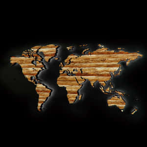 Wooden Texture World Map Wallpaper