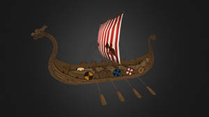 Wooden Viking Ship Artwork Wallpaper