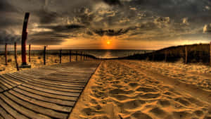 Wooden Walkways Lead To The Sea Wallpaper